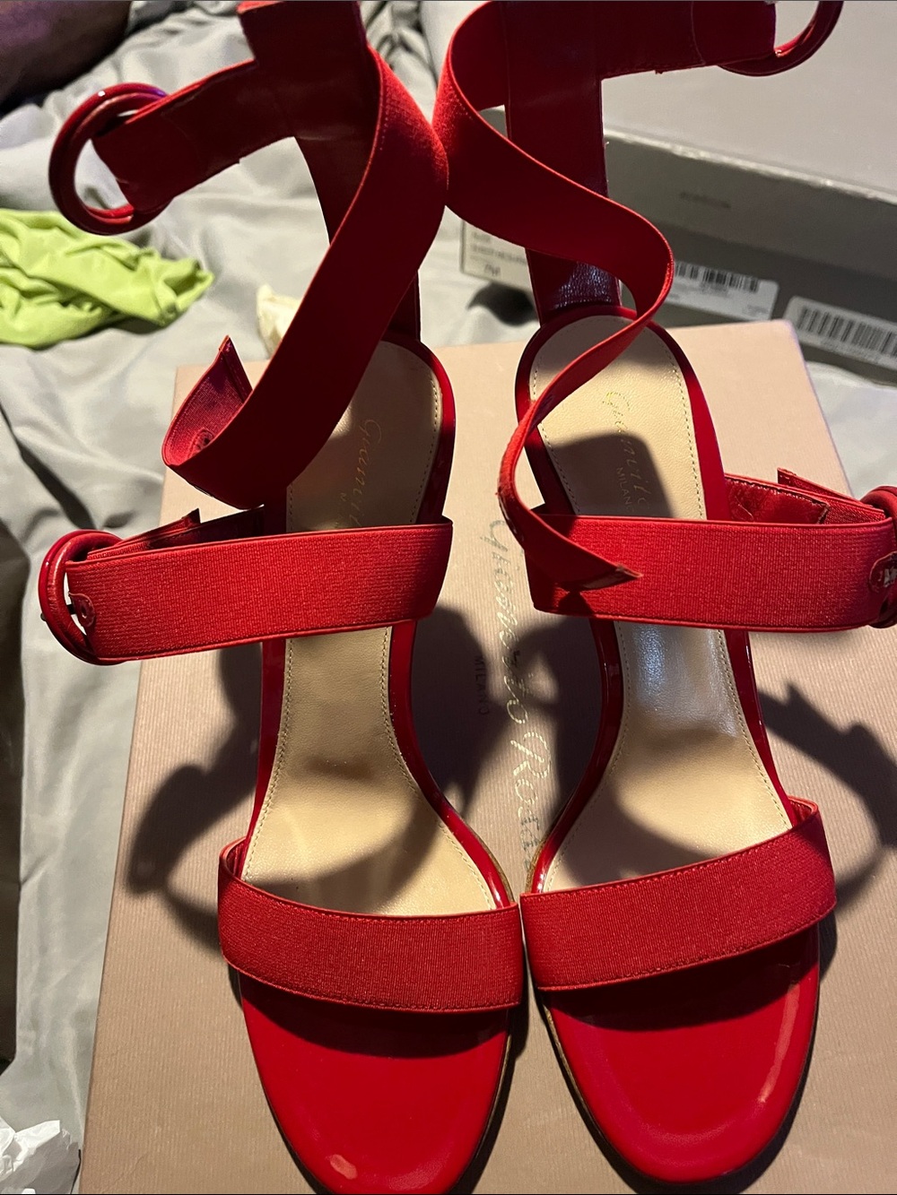 Gianvito Rossi Red Wrap-Strap Heeled Sandals